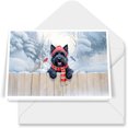 thumbnail image 1 of Playful Scottish Terrier Welcomes Winter Snowy Day with Cardinal Bird 7x5in Folded Greeting Card Scottie Dog Lover Gifts Single Note Card with Envelope - 2017, 1 of 5