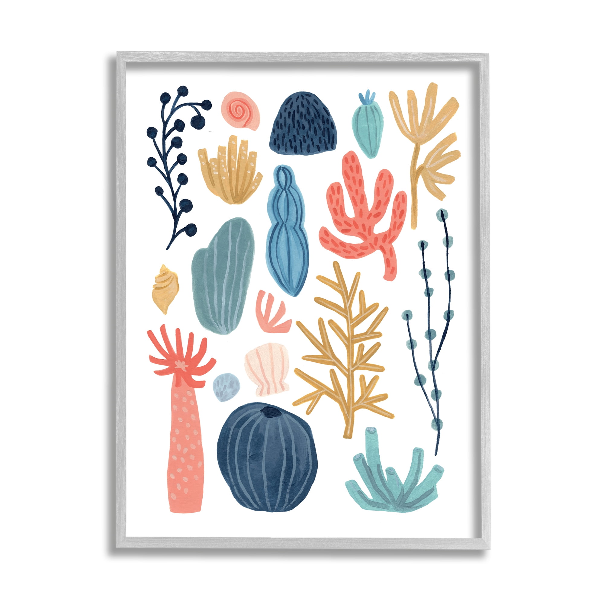 Stupell Industries Playful Sea Life Coral Red Yellow Blue Plants,11 x 14,Designed by June Erica Vess