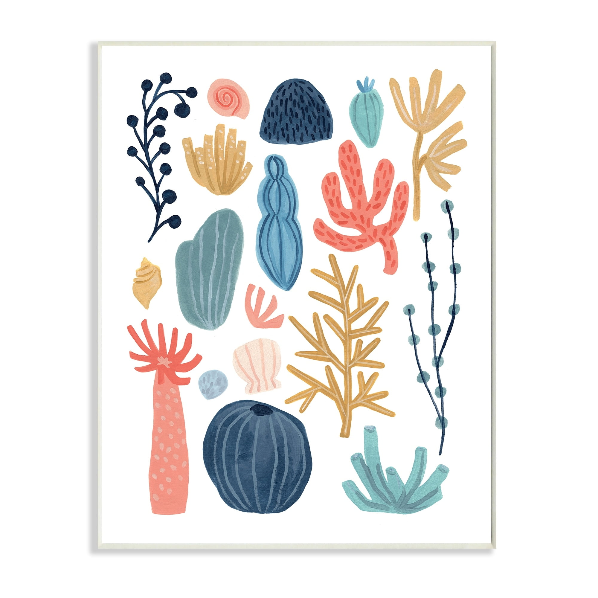 Stupell Industries Playful Sea Life Coral Red Yellow Blue Plants,13 x 19,Designed by June Erica Vess