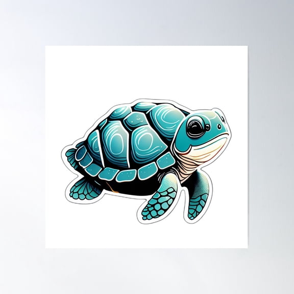 Playful Sea Turtle Poster Wall Art, Modern Wall Decor For Living Room Bedroom, 30x30 UNFRAMED