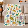 thumbnail image 1 of Playful Sea Turtles Octopuses Cream Sofa Whimsical Cartoon, Cozy Friendship Quote Scene, Warm Flannel Blanket for Living Room and Reading Nook, Art Lovers Friendship Gift, Artistic Home Decor, 1 of 9