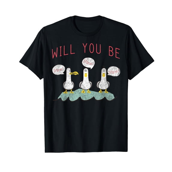 Playful Seagulls Be Mine T-Shirt for Fun Valentine's Day Celebration