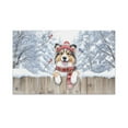 thumbnail image 1 of Playful Shetland Sheepdog Welcomes Winter Snowy Day with Cardinal Bird Doormat Sheltie Dog Lover Gifts Indoor Outdoor Welcome Mat - 2017, 1 of 5