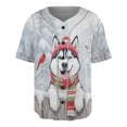 thumbnail image 1 of Playful Siberian Husky Welcomes Winter Snowy Day with Cardinal Bird All Over Print 3D Baseball Shirt Husky Dog Lover Gifts Softball Sport - 2017, 1 of 6