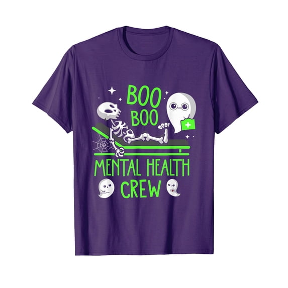 Playful Skeleton and Ghosts Mental Health Awareness T-Shirt for Halloween