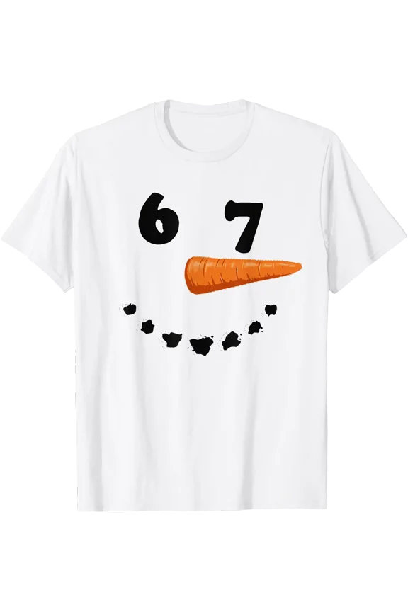 Playful Snowman Face Winter White T-Shirt for Festive Seasonal Fun