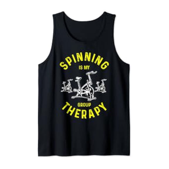 Playful Spin Class Spinning Is My Group Therapy Tank Top Size S-3XL