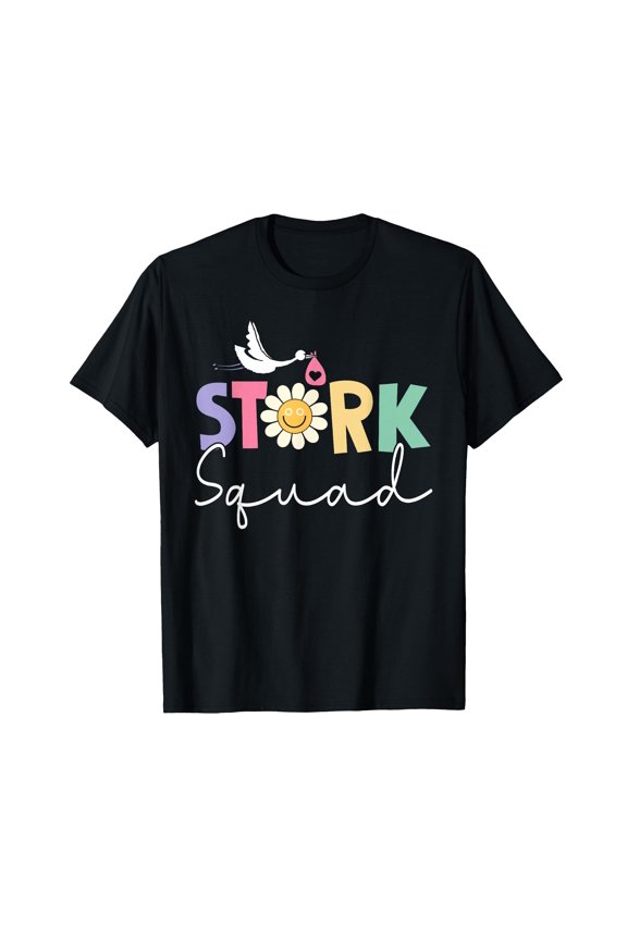 Playful Stork Design T-Shirt for Labor and Delivery Nurses, Perfect Gift for OB Professionals