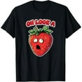 thumbnail image 1 of Playful Strawberry Graphic Tee,Tops Has "OH LOOK A" Text with Surprised Strawberry Design, Round Neck Regular Fit T - shirts, Size(S - 5XL), 1 of 5