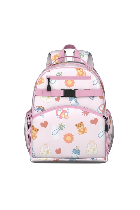 Playful Student Backpack Adjustable Shoulder Straps Chest Buckle Lightweight Durable School Backpack