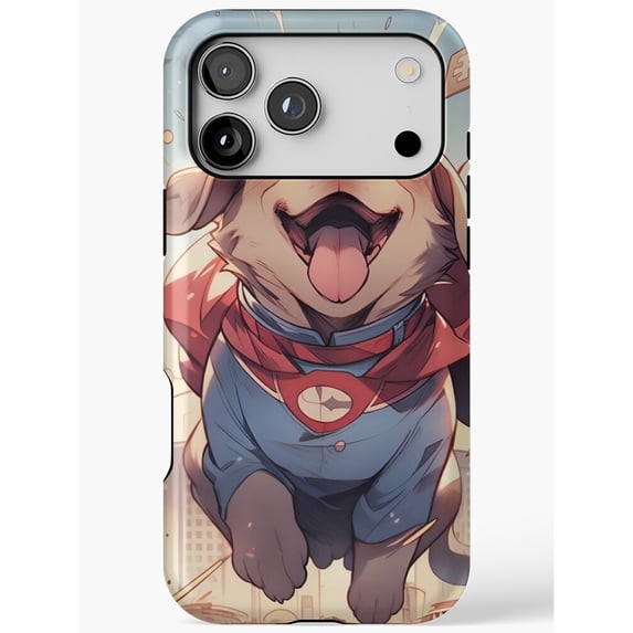 Playful Superhero Dog in Red Cape Tough Phone Case, Polycarbonate and ...