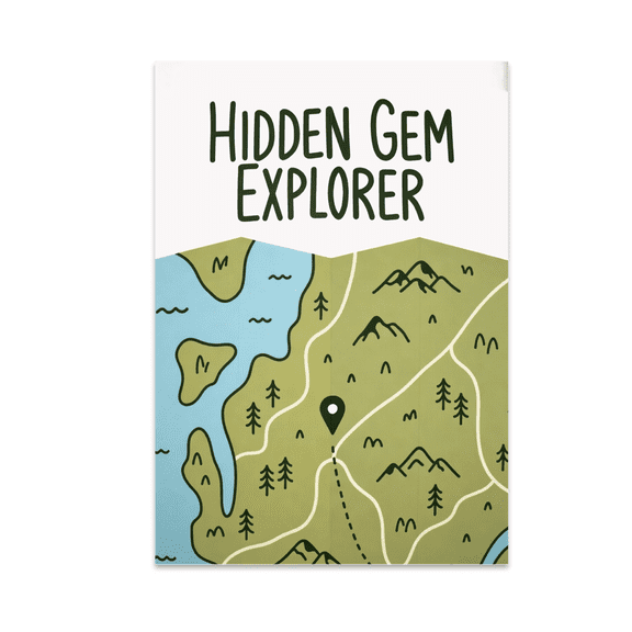 Playful Travel Map Decor - Hidden Gem Explorer - 13x19 Poster Print
