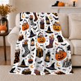 thumbnail image 1 of Playful Trick-Or-Treat decorative motif Collecting autumn celebration, Warm Flannel Blanket for Living Room and Family Room, Festive autumn celebration Scene, Art Lovers autumn celebration Gift, 1 of 9
