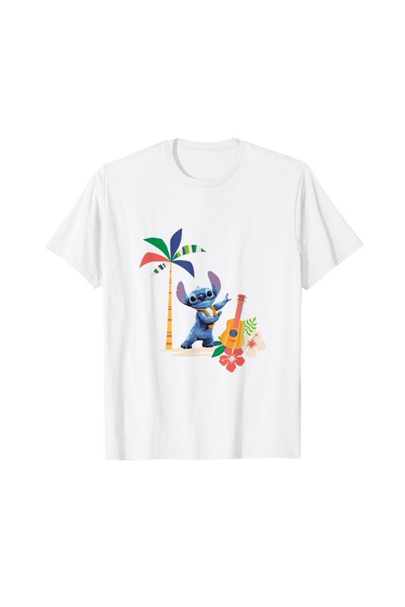 Playful Tropical Cartoon T-Shirt with Hula Dancing Design for Fun Summer Vibes