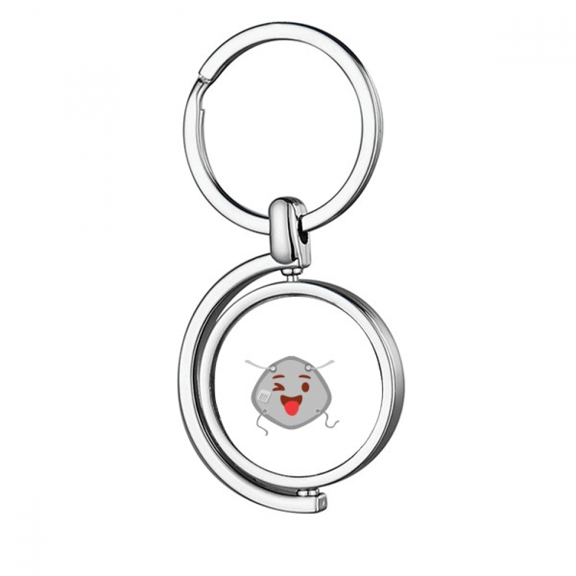 Playful Winking Head Expression Rotating Keychain Metal Keyring Holder