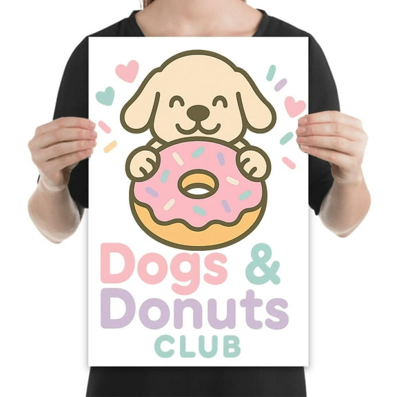 Kawaii Sprinkled Donut Poster - 13x19 - Wall Decor for Pet Owners Gift