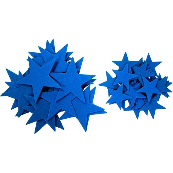 Playfully Ever After 1.5 and 3 inch Combo Size Felt Star Stickers 46pc (Blue)