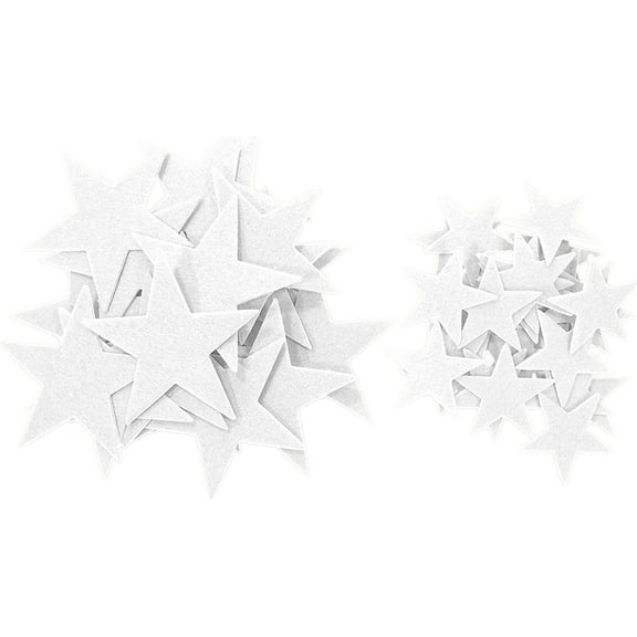 Playfully Ever After 1.5 and 3 inch Combo Size Felt Star Stickers 46pc (White)