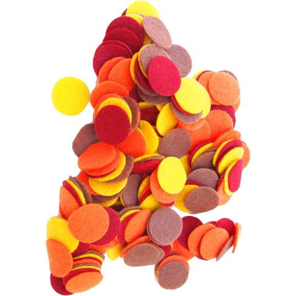 Playfully Ever After 1 Inch 200pc Felt Circles Color Combo Pack with Orange, Yellow, Cardinal Red, Cocoa Brown