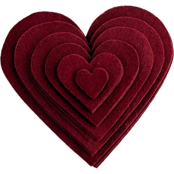 Playfully Ever After 1 to 6 inch Multi-Size Pack 24pc Felt Hearts - Cardinal