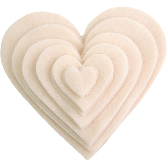 Playfully Ever After 1 to 6 inch Multi-Size Pack 24pc Felt Hearts (Cream)