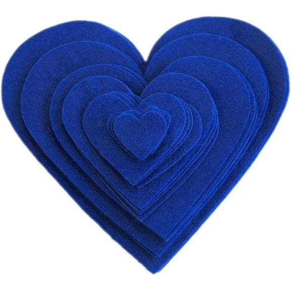 Playfully Ever After 1 to 6 inch Multi-Size Pack 24pc Felt Hearts (Navy Blue)