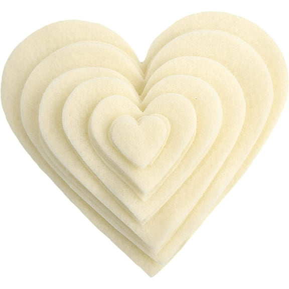 Playfully Ever After 1 to 6 inch Multi-Size Pack Stiff Felt Hearts 18pc - Cream