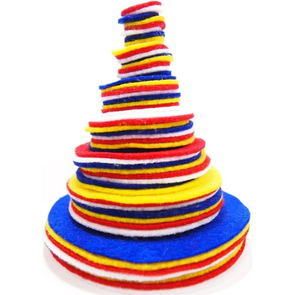 Playfully Ever After Blue, Red, White & Yellow Craft Felt Circles (Mixed Size Pack - 56pc)