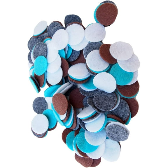 Playfully Ever After Charcoal Gray, Cocoa Brown, Turquoise Blue & White Craft Felt Circles (4 Inch - 15pc)