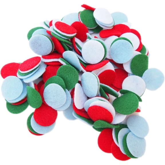 Playfully Ever After Green, Light Blue, Red & White Craft Felt Circles (2 Inch - 58pc)