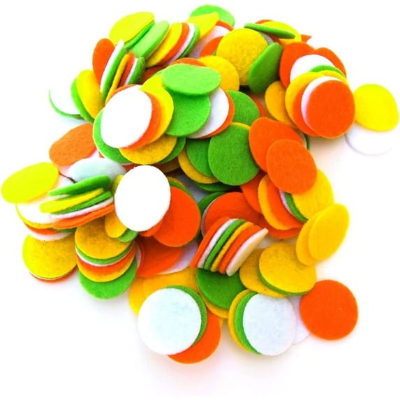 Playfully Ever After Light Green, White, Orange & Yellow Craft Felt Circles (3 Inch - 30pc)