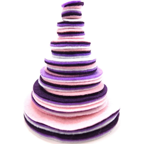 Playfully Ever After Light Pink, Purple, Dark Purple & White Craft Felt Circles (Mixed Size Pack - 56pc)