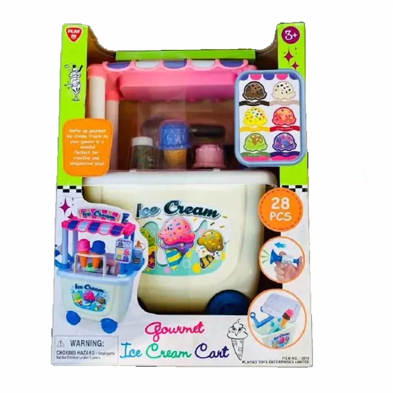 Playgo Toys Kids Ice Cream Cart Stand Gourmet Ice Cream Cart
