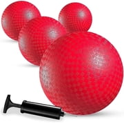 Playground Balls Bulk - 8.5 Inch 4-Pack Red Rubber Kickball Bouncy Inflatable Balls For Kids & Adults W/air Pump, Indoor & Outdoor Games, Kickballs, Dodgeball, Four Square, Dodge Ball, Handball