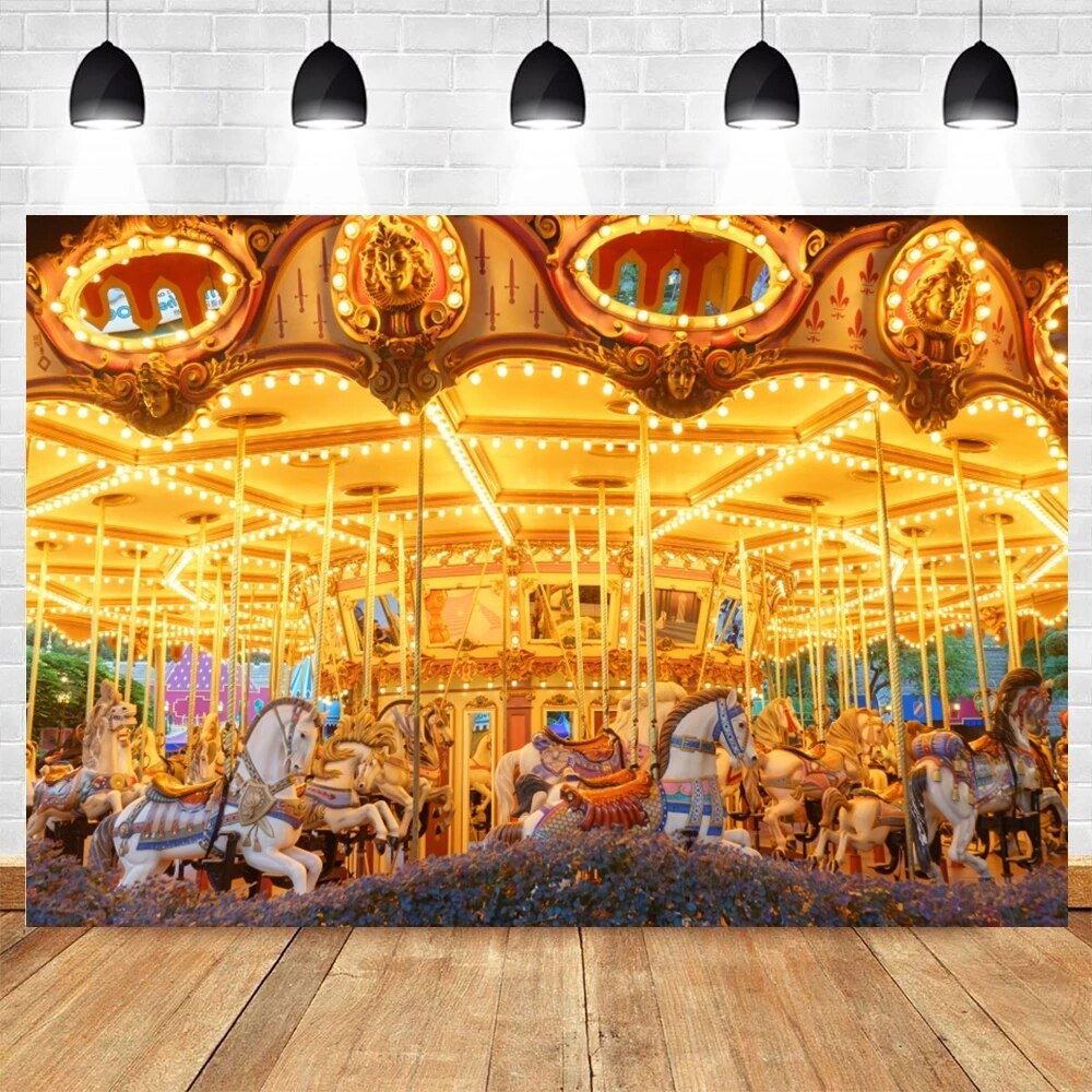 Playground Carousel Baby Birthday Photography Background Photocall