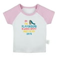 thumbnail image 1 of On The Playground Is Where I Spent Most of My Days Funny T shirt For Baby, Newborn Babies T-shirts, Infant Tops, 0-24M Kids Graphic Tees Clothing (Short Pink Raglan T-shirt, 18-24 Months), 1 of 4