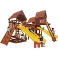 thumbnail image 1 of Playground One Huge Playsets 5.5' Deck Mega with Bridge or Tunnel - Green with Yellow Slide, 1 of 5