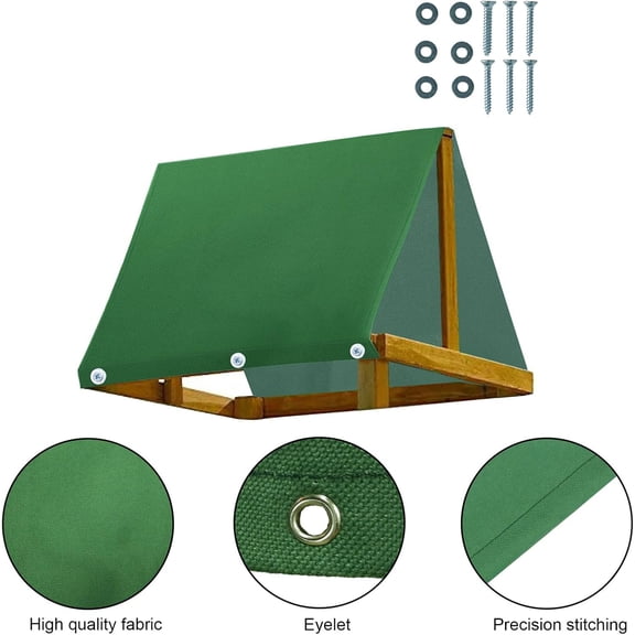 Playground Replacement Canopy, 43" x 90" Outdoor Swingset Shade Kids Playground Roof Canopy Waterproof Cover Replacement Tarp Sunshade (Green)$$Garden & Patio