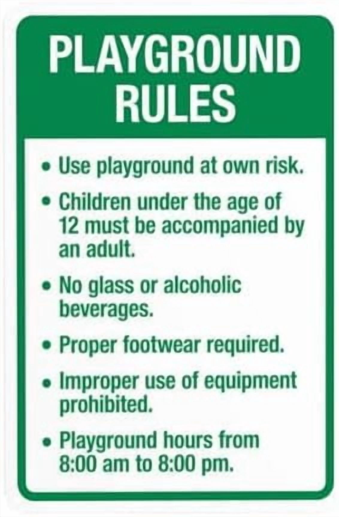 Playground Rules Sign, Traffic Warning Sign, Playground Security Metal ...