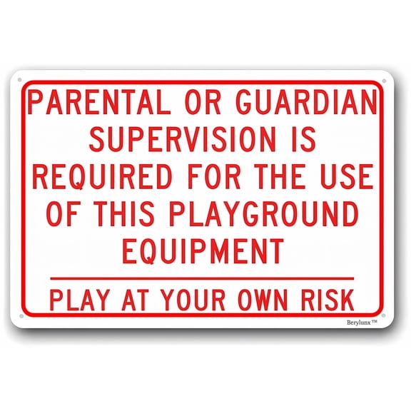 Playground Safety ParentalGuardian Supervision Required Sign - 12×8 Inches, Aluminum, Outdoor Indoor Playground Equipment Safety Decor