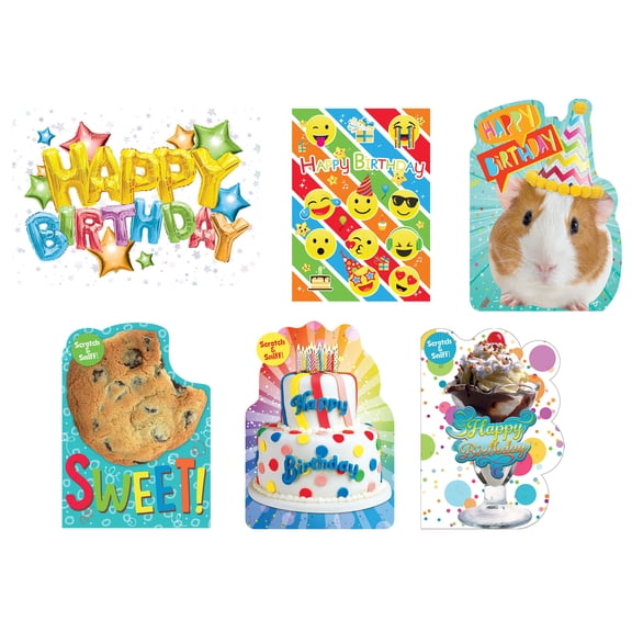 Playhouse Bold and Bright Card Store Quality Embellished Set of 6 Birthday Cards & Envelopes