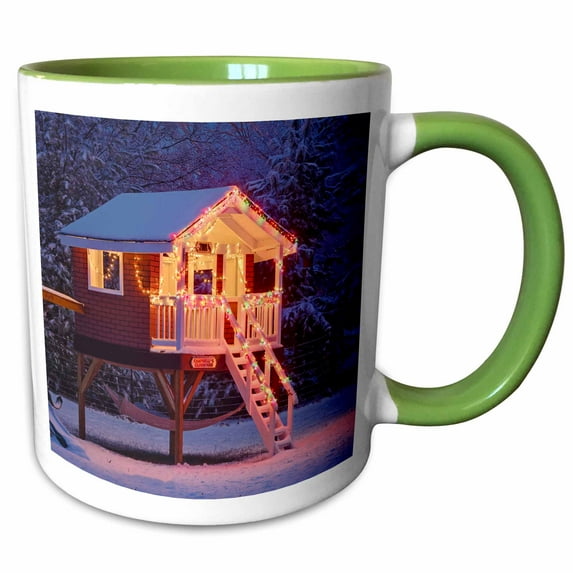 3drose, Playhouse in Winter Snow, Louisville, Kentucky - Us18 Aje0451 - Adam Jones, 15oz Two-tone Green Mug