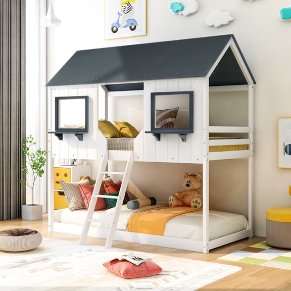 Playhouse-Inspired Bunk Bed - Twin Over Twin for Imaginative Play