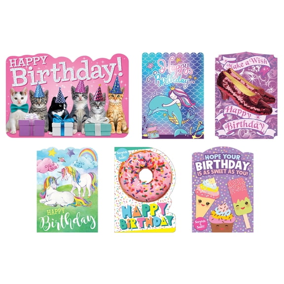 Playhouse Pretty in Pink Card Store Quality Embellished Set of 6 Birthday Cards & Envelopes