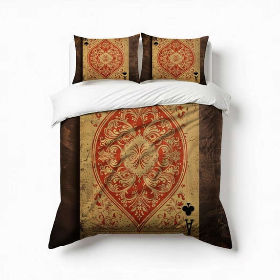 Playing Card Art Bedding Set 3 Pcs Soft Microfiber Quilt Cover For Bedroom Decor, Comforter Cover With 2 Pillowcase