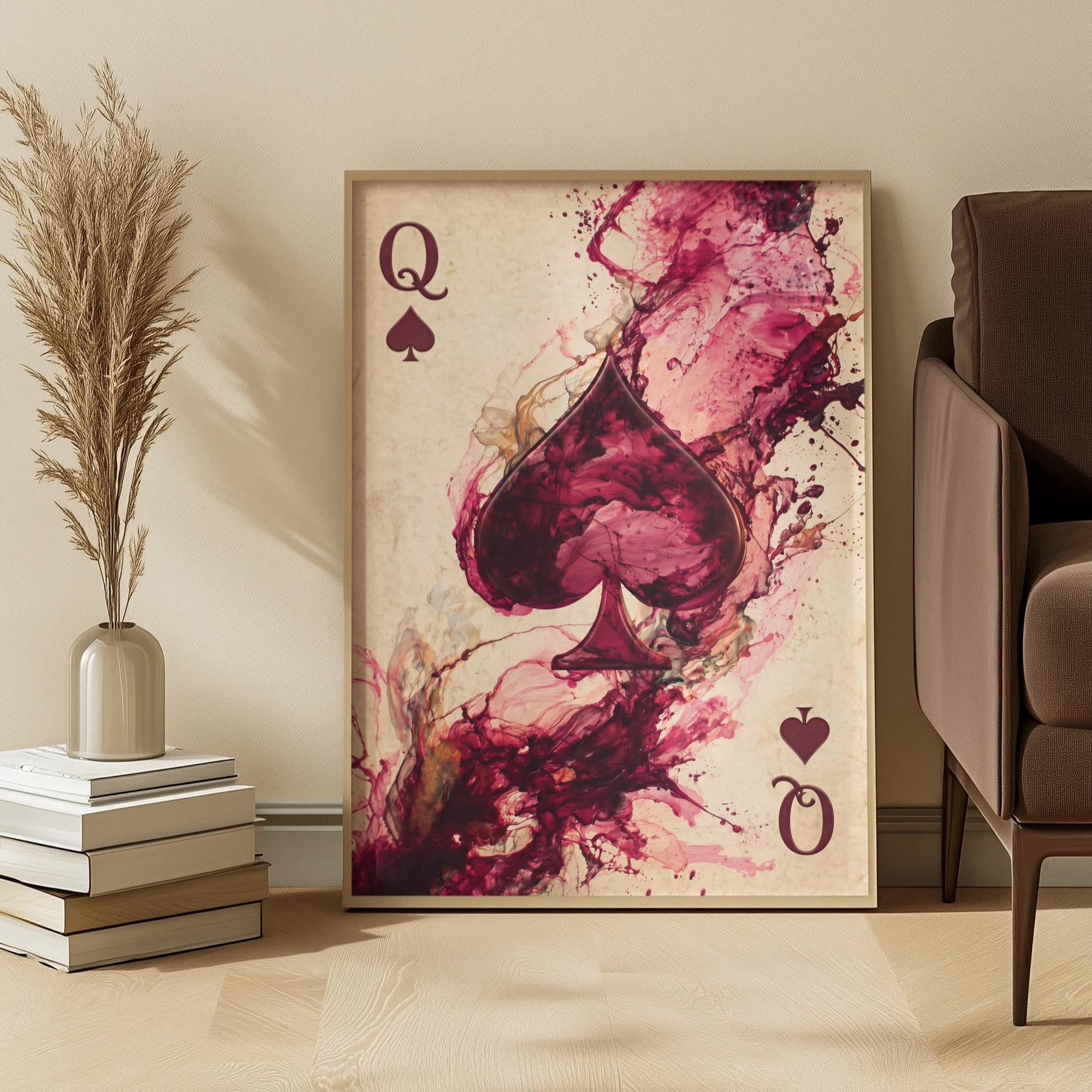 Playing Card Bold Spade Ink Splash Scene Poster , Poster Print Only ...