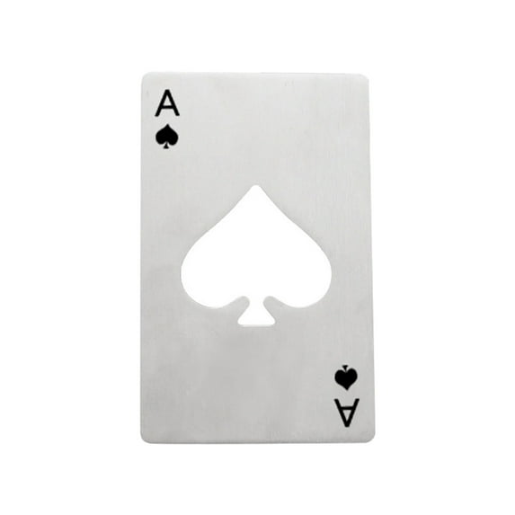 Playing Card Bottle Opener - Ace Of Spades Design, Silver Color, Compact Size (Approx 3.35X2.13X0.04 Inch) In Opp Bag - For Home Bar, Party, Kitchen, Gift Giving