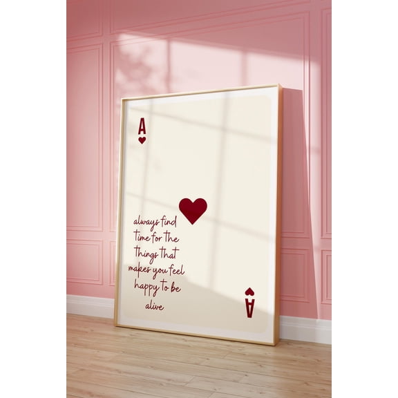 Playing Card Pink Trendy Affirmation Quote Typography, Unframed Poster