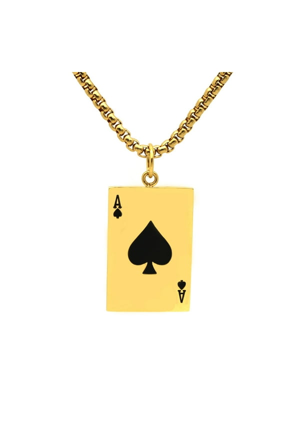 Playing Card Poker Spade Ace Necklace Goldeen/Silver Color 14K Yellow Gold Pendant With Chains Fashion Jewelry Christmas Gift