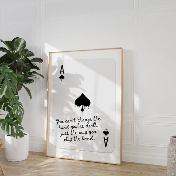 Playing Card Quote Trendy Retro Ace Clubs Preppy Aesthetic Decor Unframed Paper Print